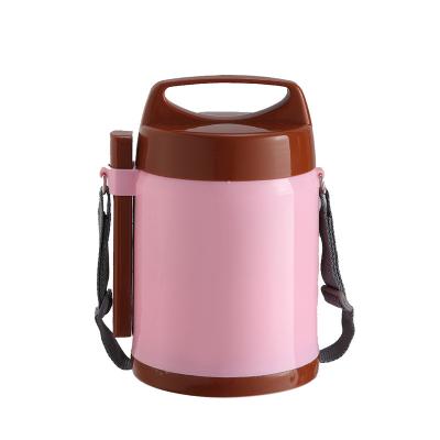 China Hot Selling Sustainable Plastic Double Wall Insulated Tiffin Lunch Box Stainless Steel Liner With Plastic Bowl Food Flask for sale