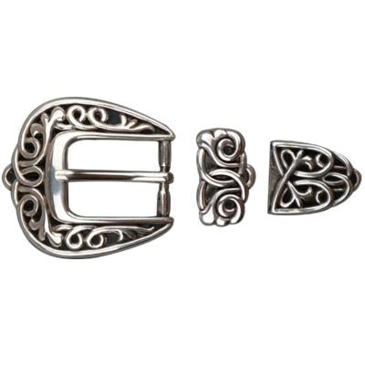 China 3 Piece Buckle Sets Metal Cowboy Belt Buckle 1inch American Western Style Set Belt Buckle For Women Hollow Pattern for sale