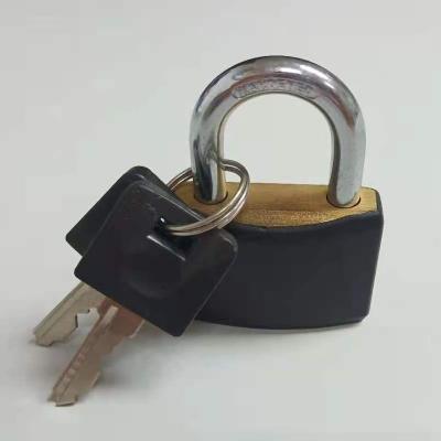 China Durable High Security Brass Padlock With Black Plastic Jacket And Plastic Handle Keys Lock Door Lock for sale