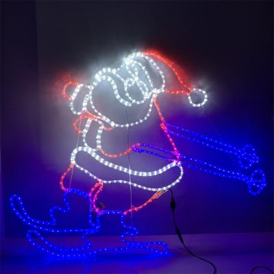 China High Quality Christmas Use Commercial Decoration Light 122*120cm Santa Claus Ski Led Pattern Light for sale