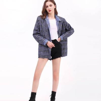 China Stylish Breathable Two-in-One Oversized Friend Slouchy Cross Over Denim Jacket Women Denim Ladies Blazer Coat for sale