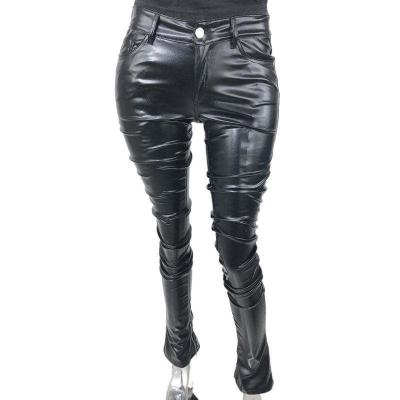 China Ankle-Length Pants Tight-Fitting Sexy Ladies Pants Inner Micro Horns Zipper Women's Pants Fashion Anti-Pilling Pleated Women's Pants for sale