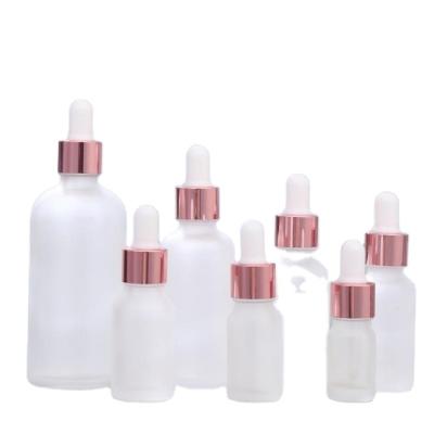 China Personal Care Rose Gold Ring 5ml - 100ml Matte Oil Bottle Fine Oil Dropper Glass Bottle for sale