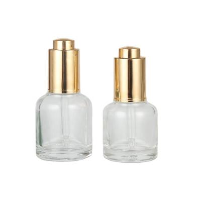 China Personal Care 20ml Thick Bottom Transparent Glass Essence Dropper Bottle for sale