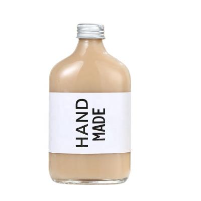 China Suitable Square Hot Square Coffee Drinkware Environmental Protection Glass Stock Cold Pressed Glass Bottle With Lid for sale