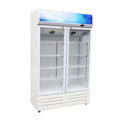 China Single-temperature Factory Price Rack Commercial Adjustable Double Door White Air Cooled Beer Fridge for sale