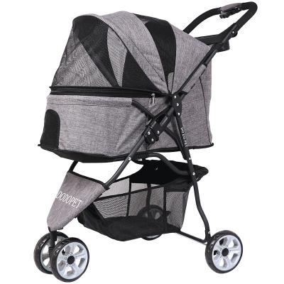 China High Quality Viable Use 1 Button Travel Pet Stroller 3 Wheels Smart Fold Pet Stroller for sale