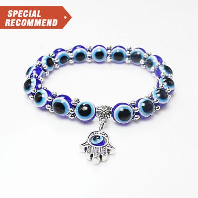 China Wholesale FASHIONABLE Blue Eyes Bangle Fashion Elasticity Bracelet Evil Turkish Handmade Jewelry For Women for sale