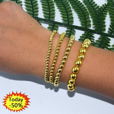 China High Quality Environmental Protection Gold Color Gold Plated Bead Bracelet Jewelry Making for sale