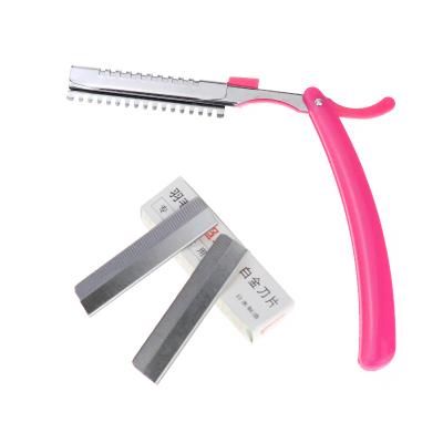 China Fashional Eyebrow Trimmer Beauty Tools 10 Piece Stainless Steel Wavy Disposable Eyebrow Trimming Knife for sale