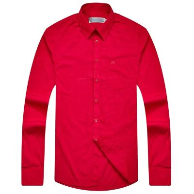 China Breathable Coral Red Dress Slim Fit Long Sleeve Shirts for sale