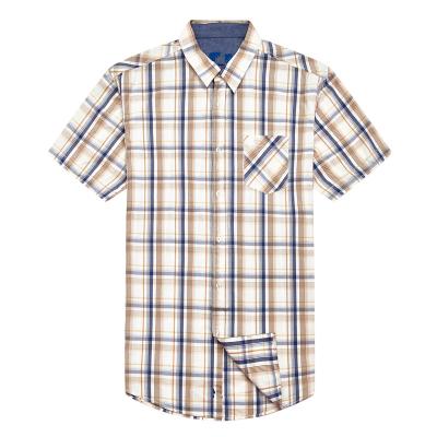 China Breathable Check Cotton Short Sleeve Shirts Wholesale 100% Summer Style for sale