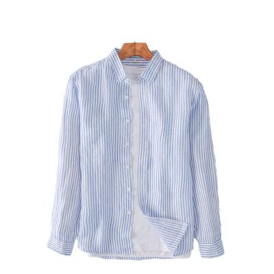 China Wholesale Stripe Long Sleeve Cool Stripe Shirt Men Breathable Canvas Shirts for sale