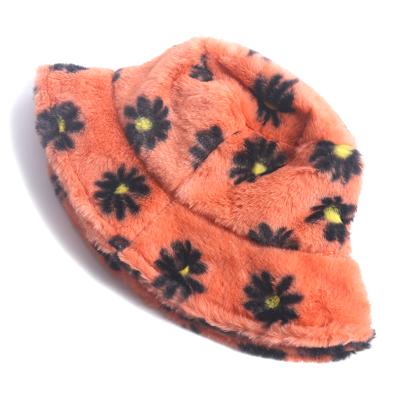 China New fashion image hats sharpa-winter hats furry floral warm bucket hats for sale