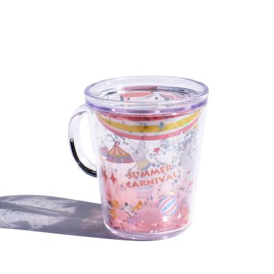 China Durable Double Walled Insulated Handles Plastic Drink Cup Keeps Drinks Cold And Hot for sale