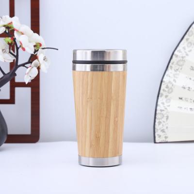 China Sustainable Stainless Steel Coffee Mug Bamboo Tumbler Mugs With Logo Custom Insulated Coffee Cup for sale