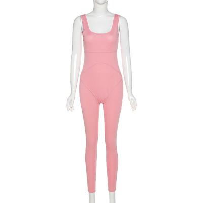 China 2021 Summer Women's Fashionable Yoga QUICK DRY Polyester Solid Color Feminine Overalls for sale