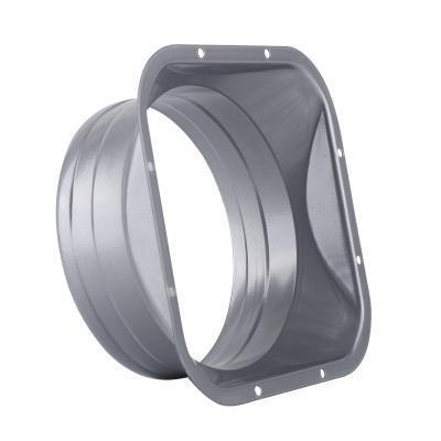 China Galvanized HVAC System / Air Conditioning Ventilation System Metal Sheet Flange Square To Round Pipe Fitting Reducing Duct Flange Connector for sale