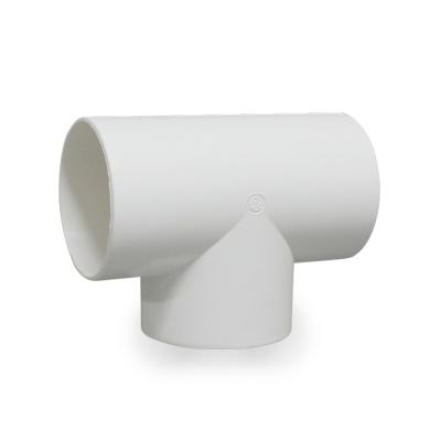 China Industrial Plastic White Common T Branch Ductwork Fittings PVC Ventilation Equal T Branch ABS Ducting Three Way Pipe Connector for sale