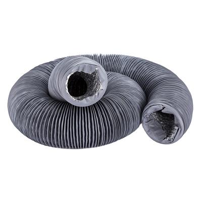 China Flexible Air Conditioner Aluminum Foil Air Duct Hose Ventilation Gray PVC Double Layer Hose Pipe Flexible Air Vent Outlet Exhaust for sale