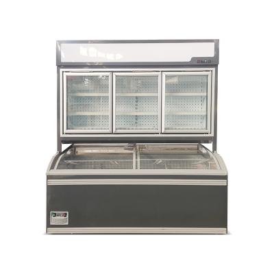 China Single-temperature vertical combo freezer above cooler below freezer combi freezer for supermarket for sale