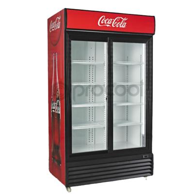 China Single-temperature Two Door Supermarket Display Fridge Beer Glass Beverage Cooler Refrigerator Fridge for sale