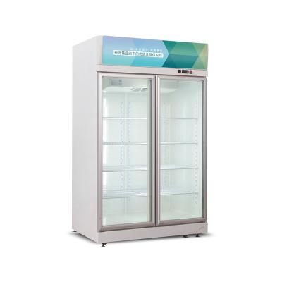 China Single-Temperature Supermarket Upright Commercial Display 2 Door Beer Beverage Beverage Cooler Fridge Glass Fridge for sale