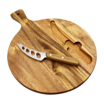 China Wooden Acacia Charcuterie Board Cheese Board Set Cheese Knife Viable In Slot for sale