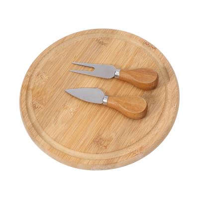 China 2 PCS Sustainable Bamboo Cheese Board And Cheese Knife Set 3 Pcs Bamboo Cheese Tools for sale