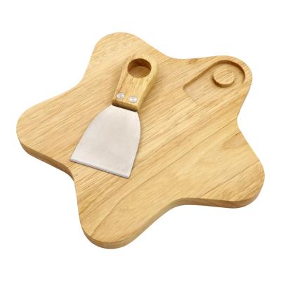 China Viable Christmas Wooden Cheese Board 8.5 x 8.5 inch Acacia Cutting Board with Cheese Knife for sale