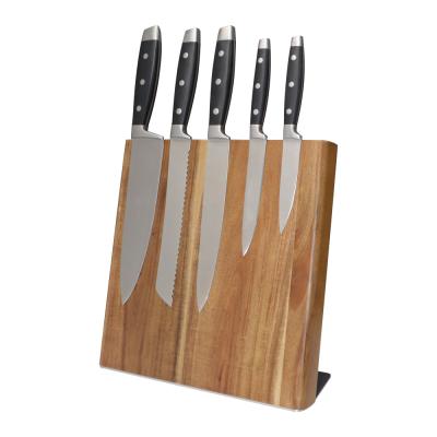 China Sustainably Sale Acacia Top Amazon Magnet Knife Block Wood Knife Holders With S.S Plate for sale