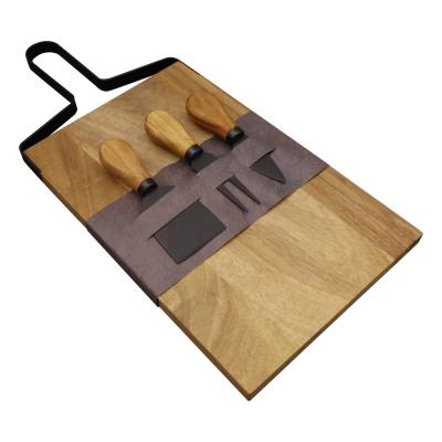 China Sustainable Premium Acacia Wood Cheese Board Set Deli Board And 3 Pcs Cheese Tools for sale