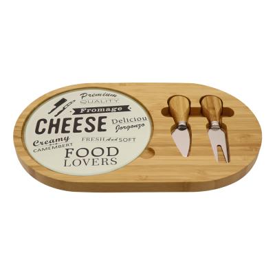 China Sustainable Cheese Board Glass Cutter Natural Bamboo Cheese Cutting Board With Knives for sale