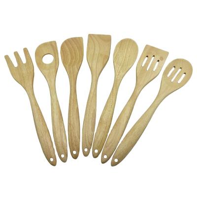 China Sustainable Kitchen Utensils Rubber Wood Cookware Set Of 7 Kitchen Tools for sale