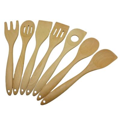 China Sustainable Home Use Beech Wood Utensil Set Kitchen Tools Kitchen Accessories Set for sale