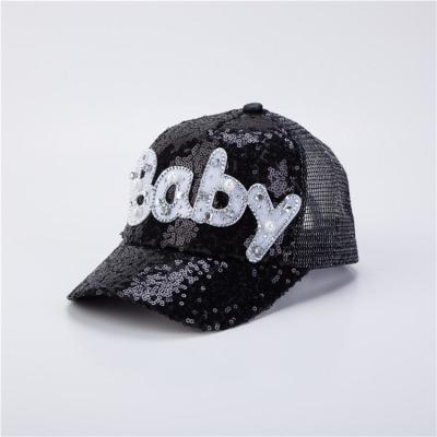 China Lovely JOINT New Design Sequin Kids Baseball Caps Cap Custom 5 Panel Mesh Children Sun Hats for sale