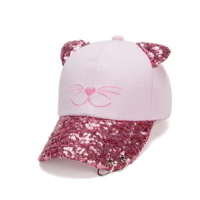 China COMMON Wholesales Lovely Embroidery Kids Baseball Caps With Rings Cotton Customized Kids Outdoor Sun Hats for sale