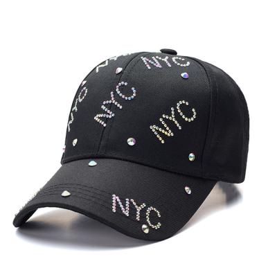 China JOINT Custom Rhinestone Hats From Lady Sport Cap Manufacturer Letter NYC Baseball Caps Cap for sale