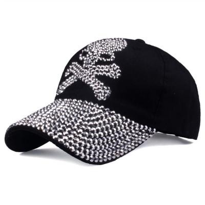 China Rhinestone JOINT Hats Adjustable Jean Baseball Caps Skull Unisex Adjustable Hat 6 Panel Sports Hats for sale