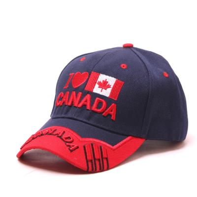 China JOINT Fashion In Running 3D Embroidery Baseball Caps Canada Flag Printing Sport Caps Customized Fitted Hat for sale