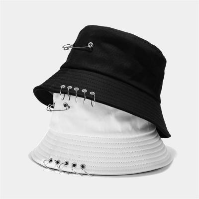 China Fashion\Wholesale Comfortable Fashion Personality Cotton Wide Brim Bucket Hats Unisex Hip Hop With Rings Sun Hats for sale