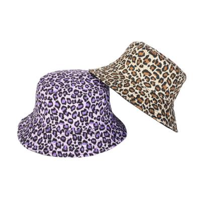 China Fashion Leopard Print Casual Bucket Hat For Women Custom Logo Fisherman Hat Outdoor Sun Hats for sale