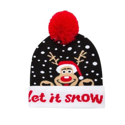 China Custom Pompom Santa Beanies Logo Winter Warm Christmas Hat COMMON fashion for sale