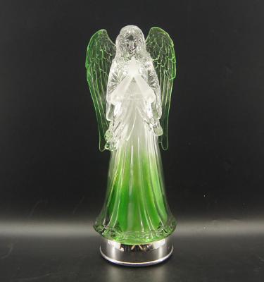 China King Need New Style Plastic Clear Acrylic Lighted Green Angel For Christmas Decoration for sale