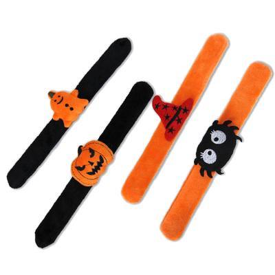 China Gift Kids Toys Custom Soft Wrist Ring Gift Wristband Halloween Slap Strap Toy Stuffed Halloween Bracelet Pumpkin Pat Ghost Spider Plush Toy for sale