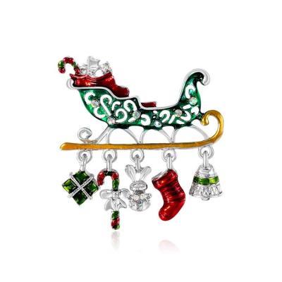 China Custom Christmas Santa Clip Pin Clothing ALLOY Fashion Pom Pom Ball and Christmas Tree Pin Snowman Stocking Snowflake Brooches Gift Pin for sale