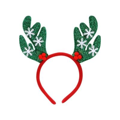 China Custom Cute Kids Fashion Stand Adult Christmas Party Bell Hair Circle Hair Bands Little Plush Antler Headband Sequin Accessories for sale