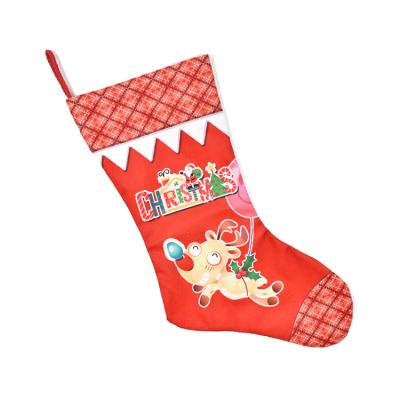 China Custom Festival Decoration Selection Christmas Sublimation Stocking Pet Cotton Socks Fabric Christmas Stocking Christmas Socks Gift For Home Hanging Decoration for sale