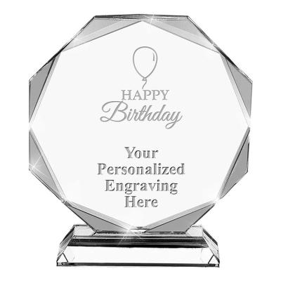 China Custom Crystal Trophy Clear Crystal Plate Automotive Octagon Shield Sublimation Anniversary Reward Trophy Anniversary Wedding Souvenirs Gift for sale