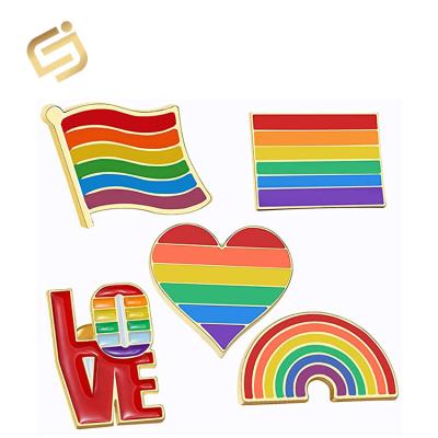 China Fashion Europe Rainbow and Heart and Flag and Decorate Pin Design Custom Made Soft and Hard Enamel Pins Pin Backing Pin With Back Card for sale